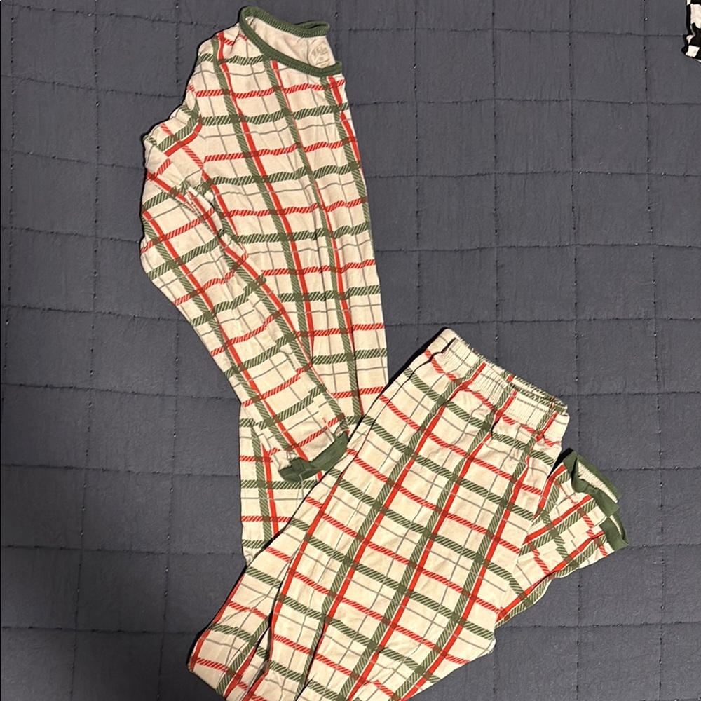 Kyte BABY Kids Plaid Pajama Set - Green and Red